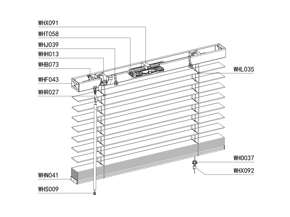 H031 - The Components for 50mm Low Profile Cordless Wood Blinds