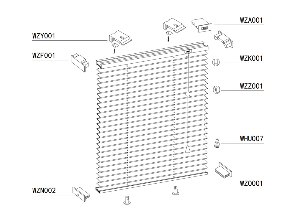 Z001 The Components for 25mm Folding Blinds